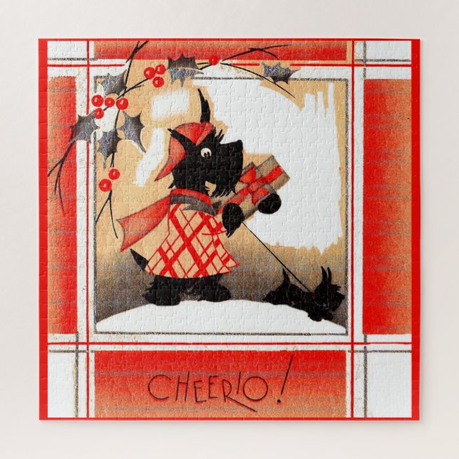 Weihnachten der 30er Jahre sagt Scottie dog "Cheer Puzzle (Vertikal)