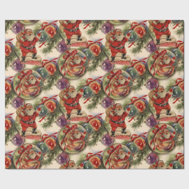 Weihnachten der 50er Jahre Geschenkpapier (Saum)