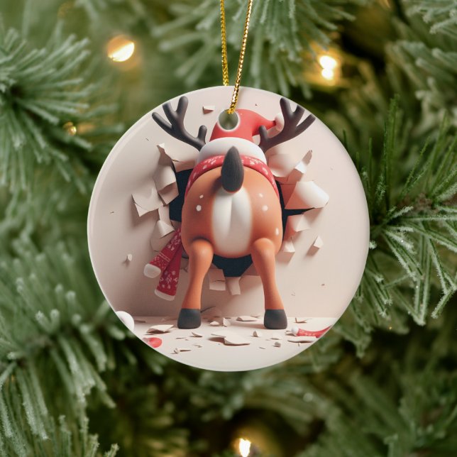 Weihnachten der Albernen Rentiere Keramik Ornament (Baum)