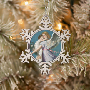 Weihnachten, Der Engel des Friedens (1901) Schneeflocken Zinn-Ornament