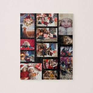 Weihnachten der Familie 13 Foto Collage Schwarz Puzzle