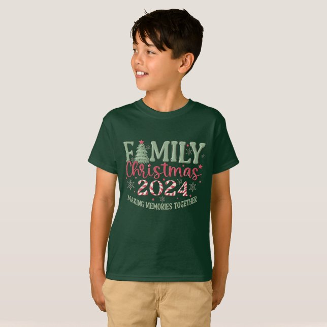 Weihnachten der Familie 2024 Boy Forest Green T-Shirt