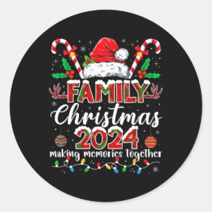 Weihnachten der Familie 2024 Matching Squad Santa Runder Aufkleber