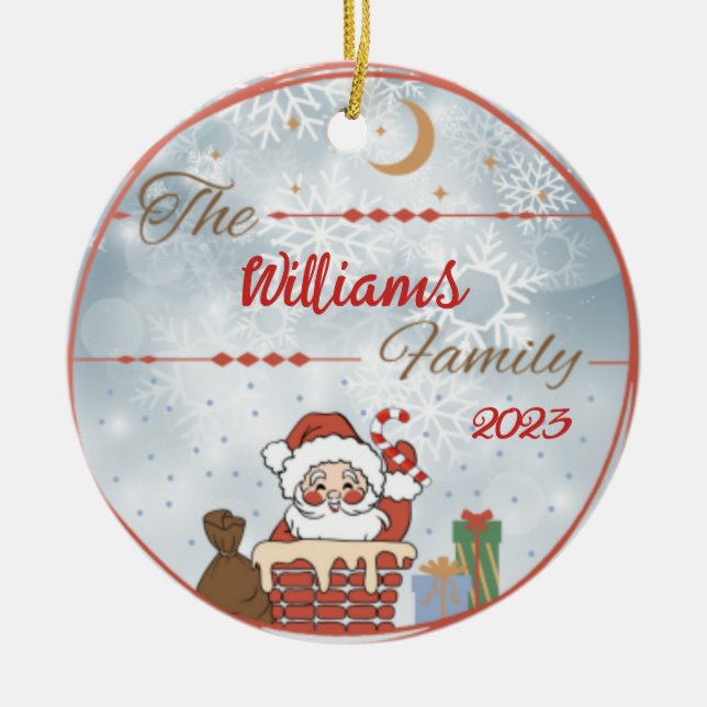 Weihnachten der Familie - den Schornstein runter Keramik Ornament (Vorne)