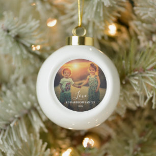Weihnachten der Familiennamen Foto Liebe Keramik Kugel-Ornament