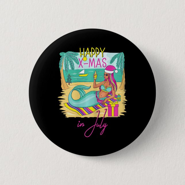 Weihnachten der Frauen im Juli Xmas-Geschenkbaum M Button (Vorderseite)