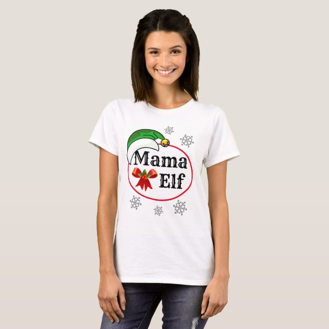 Weihnachten der Frauen MAMA ELF COSTUME T-Shir T-Shirt (Vorne ganz)