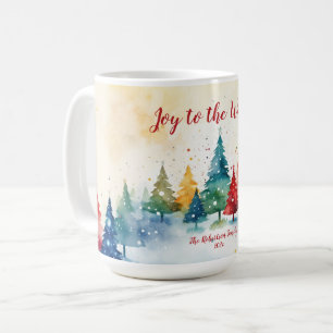 Weihnachten der Freude an den farbenfrohen Bäumen Kaffeetasse