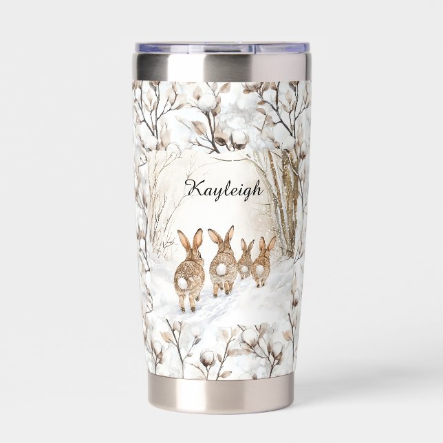 Weihnachten der Hasenkaninchen Thermobecher (Vorderseite)