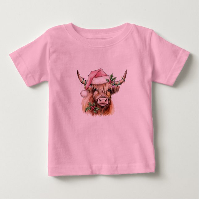 Weihnachten der Hügelkuh Baby T-shirt (Vorderseite)