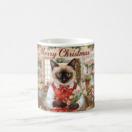 Weihnachten der Katze von Siamesen in Floristen th Kaffeetasse