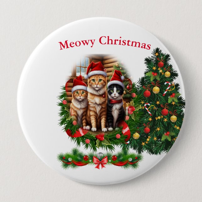 Weihnachten der Katzen Button (Vorderseite)