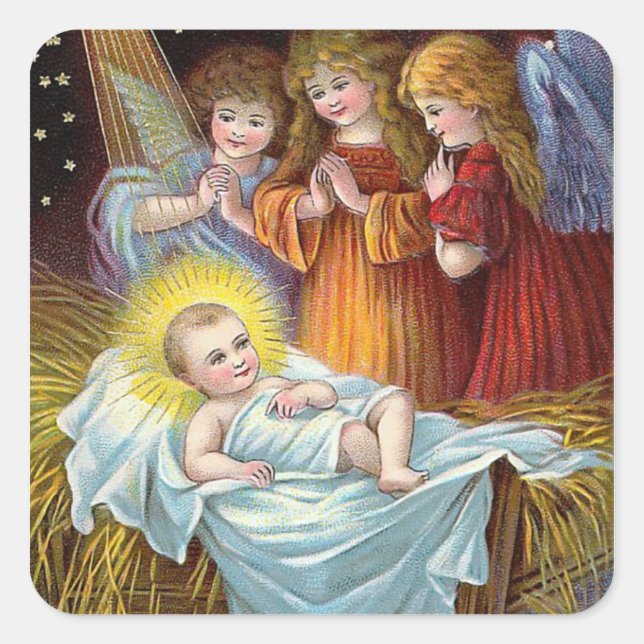 Weihnachten der "Krippe" Quadratischer Aufkleber (Vorderseite)