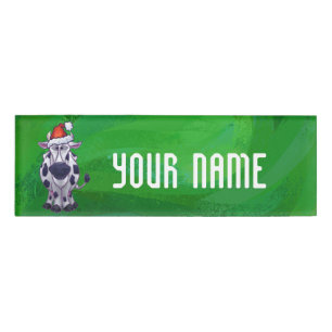 Weihnachten der Kuh auf Grün Namenschild