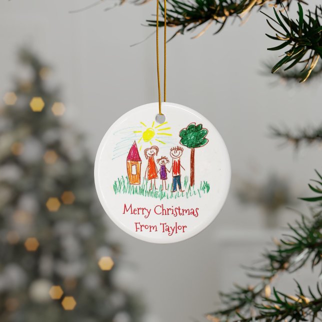Weihnachten der Künste Ihres Kindes Keramik Ornament (Your Child's Artwork Christmas Ceramic Ornament)