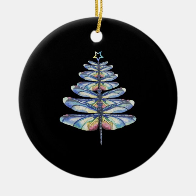 Weihnachten der Libellen Keramik Ornament (Vorne)