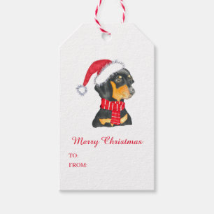 Weihnachten der personalisierten Dackel in Aquarel Geschenkanhänger