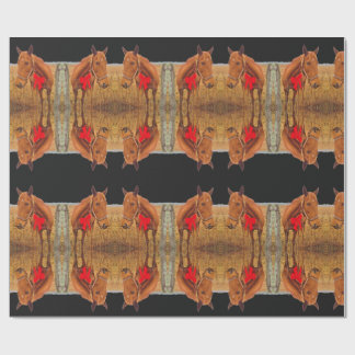 Weihnachten der Pferde, Braunes Pferd mit rotem Bu Geschenkpapier