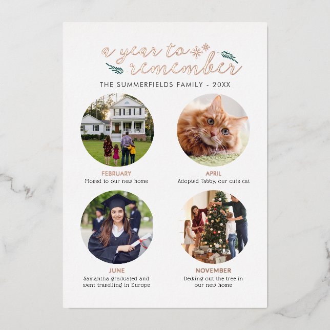 Weihnachten der Rose - Gold Folien Feiertagskarte (Vorderseite)