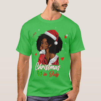 Weihnachten der Santa African American Girl im Jul T-Shirt