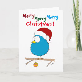 Weihnachten: Der sonnige Vogel (blau) Feiertagskarte