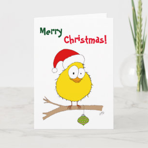 Weihnachten: Der sonnige Vogel (gelb) Feiertagskarte