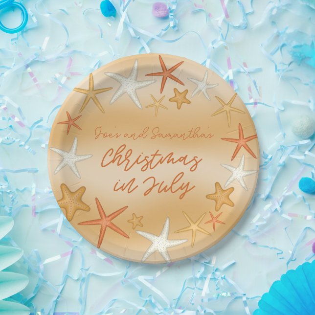Weihnachten der Sterne im Juli Pappteller (Starfish Christmas in July Paper Plates)