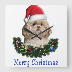 Weihnachten der Tiere Quadratische Wanduhr