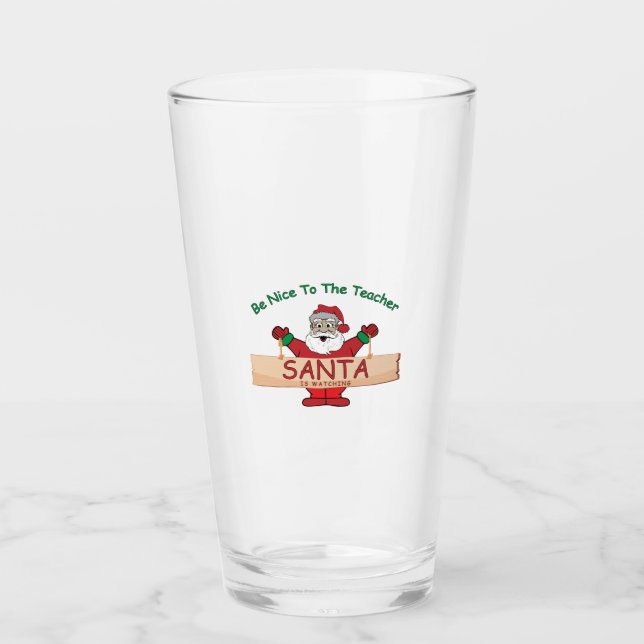 Weihnachten - Der Weihnachtsmann sieht zu. Glas (Vorderseite)