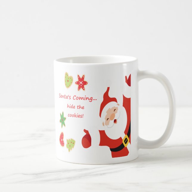 Weihnachten: Der Weihnachtsmann verheimlicht die K Kaffeetasse (Rechts)