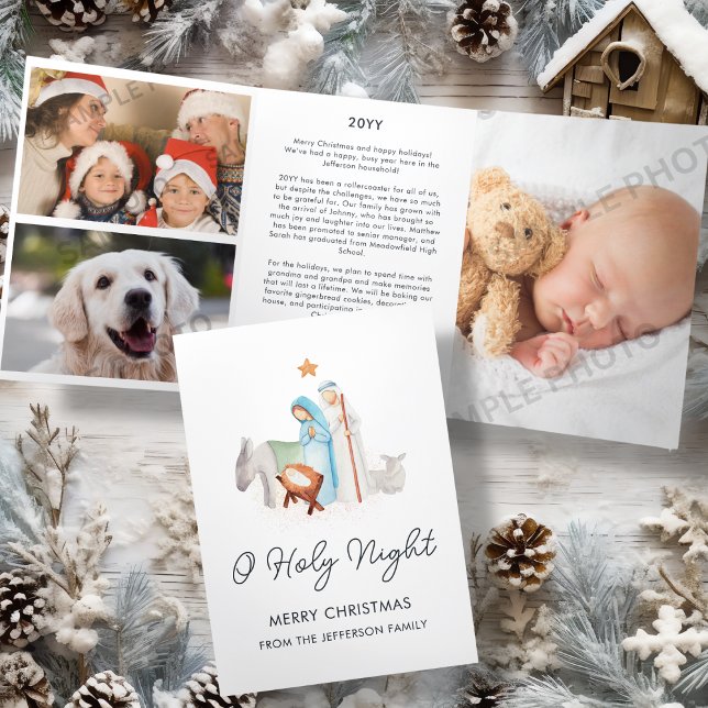 Weihnachten der Weißen Krippe Dreifach Gefaltete Urlaubskarte (Von Creator hochgeladen)