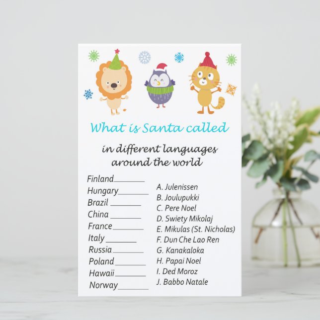 Weihnachten der Wintertiere rund um das Weltspiel (Stehend Vorderseite)