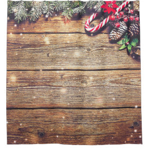 Weihnachten des Baumes: dunkles Holz Duschvorhang
