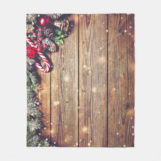 Weihnachten des Baumes: dunkles Holz Fleecedecke (Vorderseite)