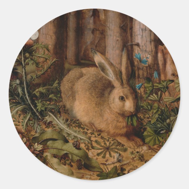 Weihnachten des Europäischen Kaninchens RS Runder Aufkleber (Vorderseite)