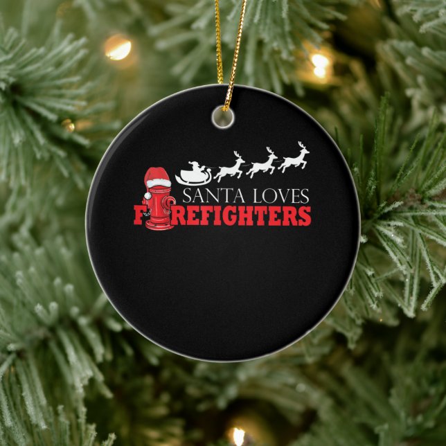 Weihnachten des Feuerwehrmanns Weihnachtsgeschenke Keramik Ornament (Baum)