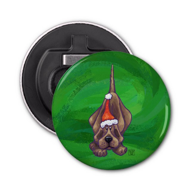 Weihnachten des Hundes auf Grün Flaschenöffner (Vorderseite)