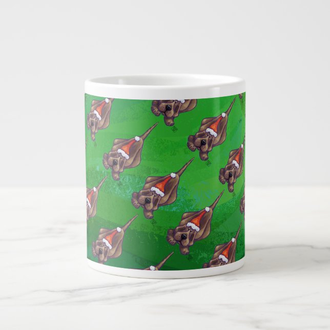Weihnachten des Hundes auf Grün Jumbo-Tasse (Vorderseite)