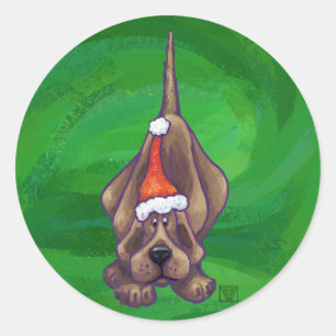 Weihnachten des Hundes auf Grün Runder Aufkleber