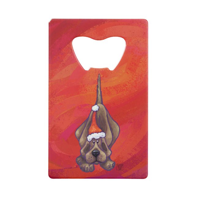 Weihnachten des Hundes auf Rot Kreditkarten Flaschenöffner (Vorderseite)