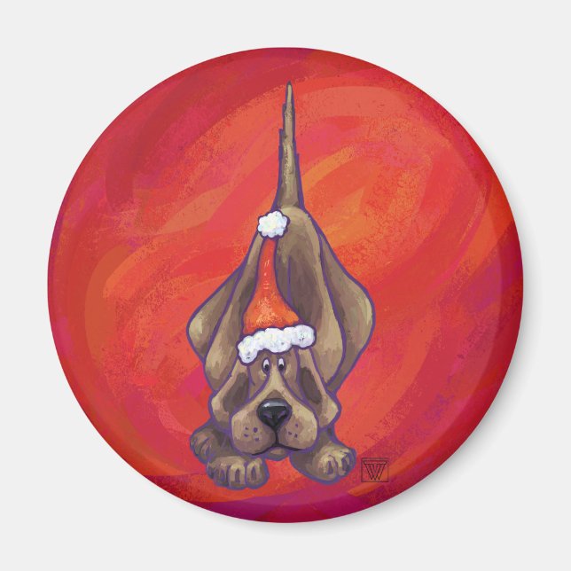 Weihnachten des Hundes auf Rot Magnet (Vorne)