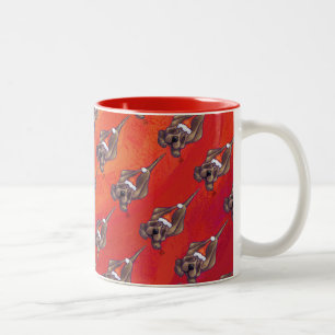 Weihnachten des Hundes auf Rot Zweifarbige Tasse