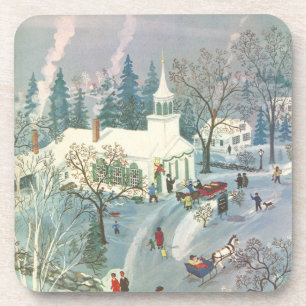 Weihnachten des Jahrgangs, Menschen gehen in die K Getränkeuntersetzer