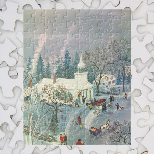 Weihnachten des Jahrgangs, Menschen gehen in die K Puzzle