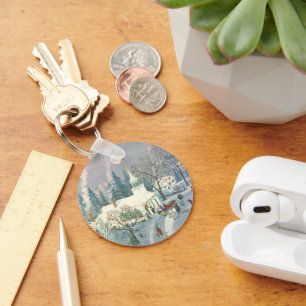 Weihnachten des Jahrgangs, Menschen gehen in die K Schlüsselanhänger