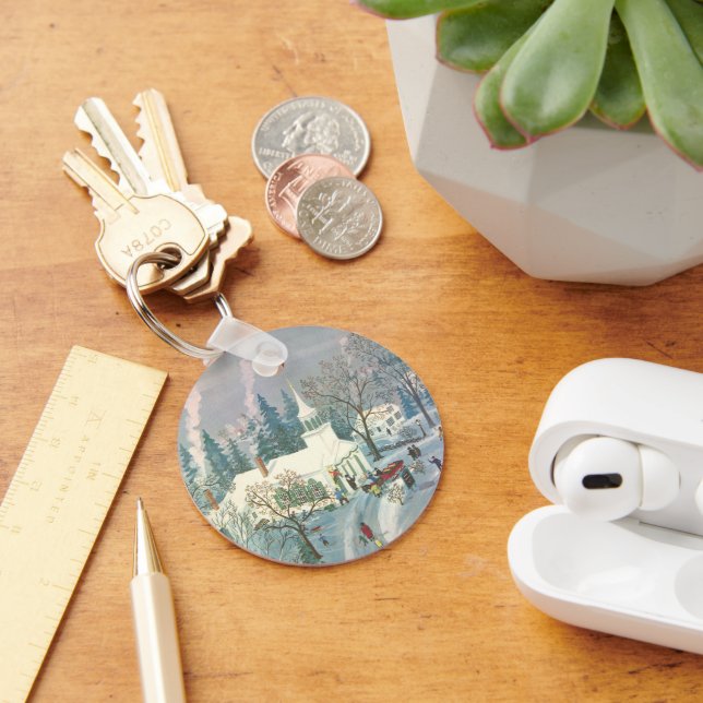 Weihnachten des Jahrgangs, Menschen gehen in die K Schlüsselanhänger (Schreibtisch)