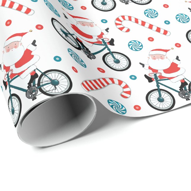 Weihnachten des Kreativen Radfahrers Geschenkpapier (Rolleneckpunkt)