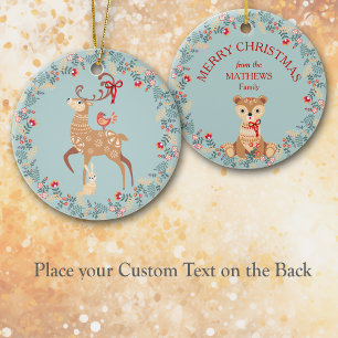 Weihnachten des Nordischen Hirsches und des Bärenk Keramik Ornament