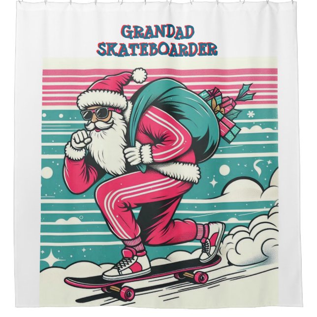 Weihnachten des Skateboardens Duschvorhang (Vorderseite)