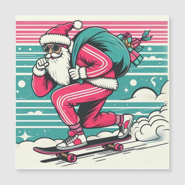 Weihnachten des Skateboardens Magnetkarte (Vorderseite)
